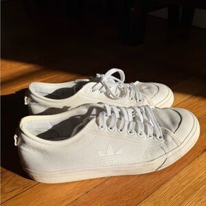adidas White Canvas Low Profile Sneakers